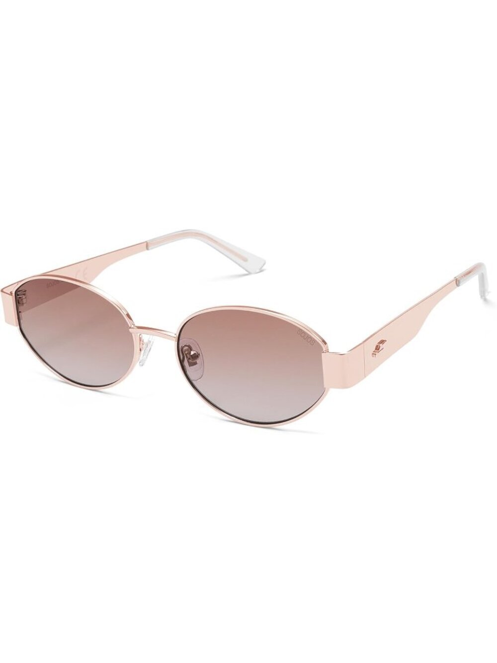 Women's Rose Gold Pink Lens Oval Trendy Shades UV400 Protection Sunglasses